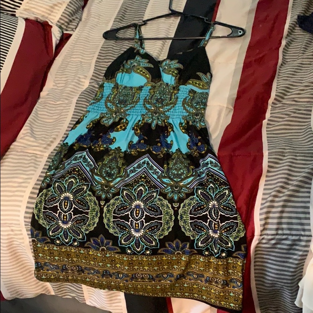 Teal / black dress